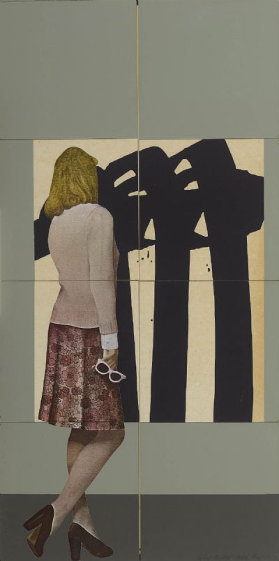 Woman and Soulages by Robert Ballagh sold for €2,200 at deVeres Auctions
