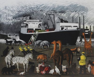 THE ARRIVAL OF THE ARK AT DUBLIN PORT by Pamela Leonard sold for €160 at deVeres Auctions