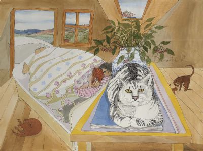 COTTAGE INTERIOR, KERRY by Pauline Bewick sold for €3,200 at deVeres Auctions