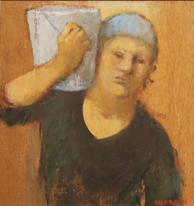 BUILDING WORKER by Cherith McKinstry sold for €600 at deVeres Auctions