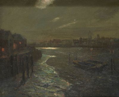Thames Nocturn by Julius Olsson sold for €800 at deVeres Auctions