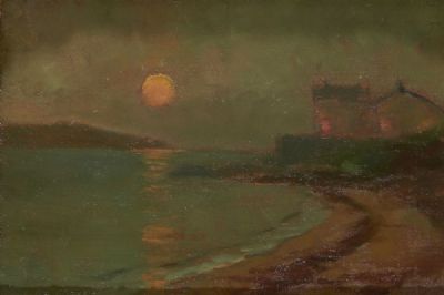 COASTAL SCENE AT SUNSET by Julius Olsson sold for €260 at deVeres Auctions