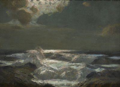SEASCAPE AT NIGHT by Julius Olsson sold for €650 at deVeres Auctions