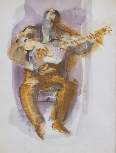 THE GUITAR PLAYER by George Campbell sold for €220 at deVeres Auctions