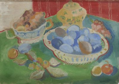 STILL LIFE WITH PLUMS by Father Jack P. Hanlon  at deVeres Auctions
