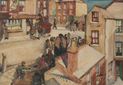 THE LIBERTIES, DUBLIN by Harry Kernoff sold for €4,800 at deVeres Auctions