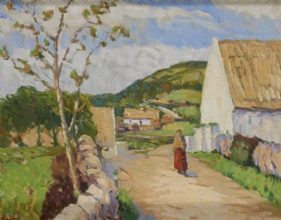 GLEANNMOR, WOMAN ON A COUNTRYROAD by Charles Vincent Lamb sold for €2,400 at deVeres Auctions