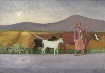 ACHILL WOMAN WITH CATTLE by Barbara Warren sold for €2,600 at deVeres Auctions