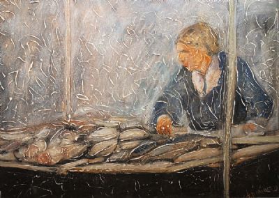 FISH SELLER by John Dunne sold for €200 at deVeres Auctions
