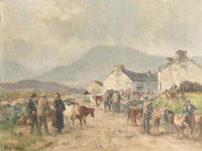 A COUNTRY MARKET by Frank McKelvey sold for €11,500 at deVeres Auctions