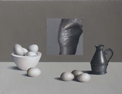 TORSO, PEWTER AND EGGS by Liam Belton sold for €3,600 at deVeres Auctions