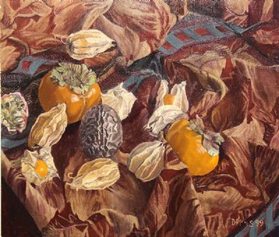 PHYSALIS PERSIMMONS AND PASSION FRUIT by Dale Pringle MacSweeney  at deVeres Auctions