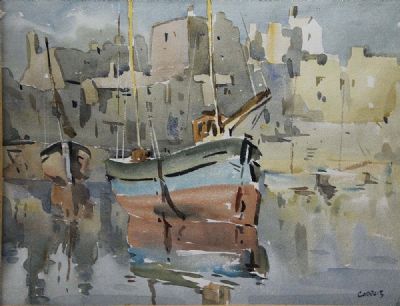 ROUNDSTONE HARBOUR by Desmond Carrick sold for €340 at deVeres Auctions