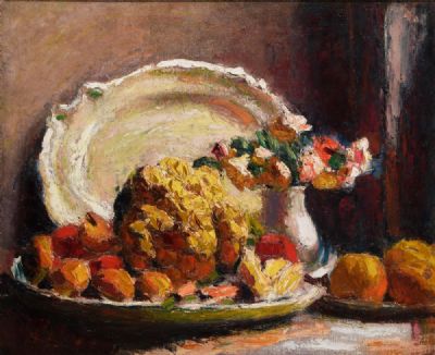 STILL LIFE WITH CAULIFLOWER, VASE OF FLOWERS AND A PLATTER, (c.1923-26) by Roderic O'Conor  at deVeres Auctions