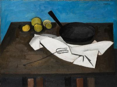 STILL LIFE WITH FRYING PAN (1946) by William Scott  at deVeres Auctions