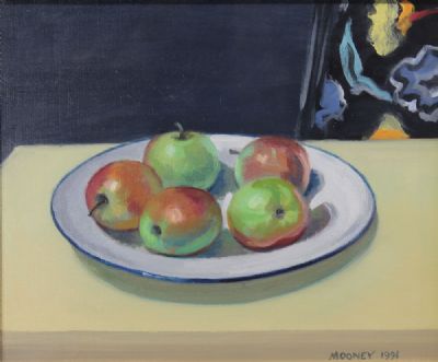 APPLES ON A PLATE by Brian Mooney sold for €180 at deVeres Auctions