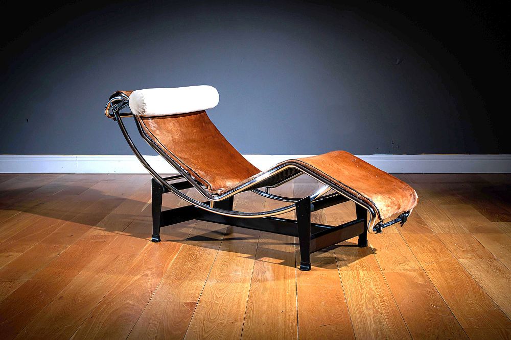 Cognac leather LC3 lounge chair by Le Corbusier & Charlotte Perriand for  Cassina, 1980s