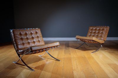 A PAIR OF BARCELONA CHAIRS, by Mies Van Der Rohe sold for €3,000 at deVeres Auctions