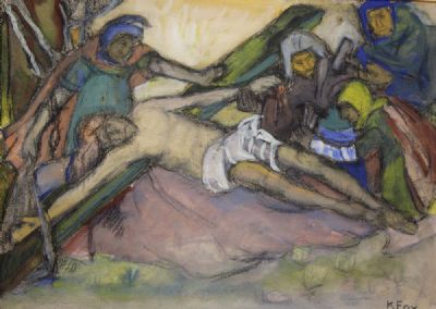 THE NAILING OF THE CROSS, STUDY by Kathleen Fox sold for €200 at deVeres Auctions