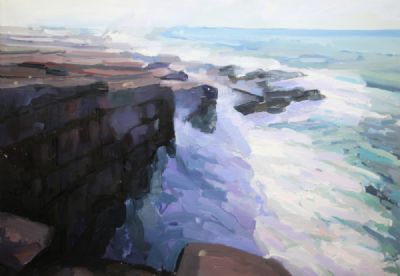 CLIFFS INIS MEAIN by Brian Vahey sold for €600 at deVeres Auctions