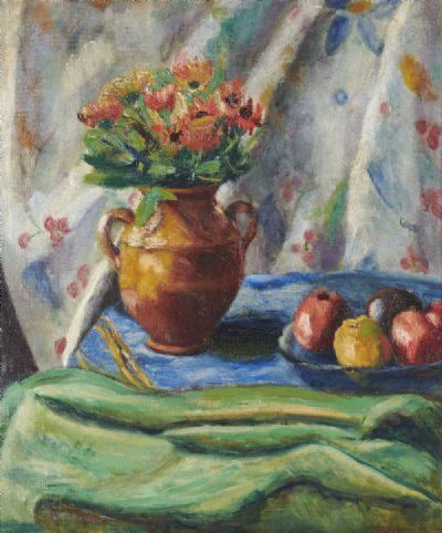 STILL LIFE WITH FRUIT AND A VASE OF FLOWERS by Roderic O'Conor sold for €75,000 at deVeres Auctions