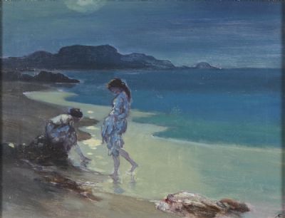 MOONLIT FIGURES IN A COASTAL LANDSCAPE by George Russell sold for €8,500 at deVeres Auctions