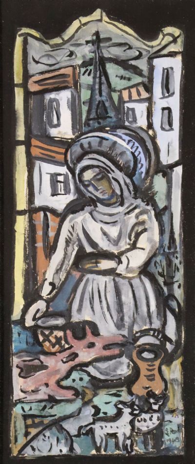 ST. BRIGID - STUDY FOR STAINED GLASS WINDOW by Evie Hone sold for €1,500 at deVeres Auctions