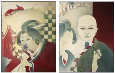 ORIENTAL DIPTYCH by Sheila Pomroy sold for €420 at deVeres Auctions