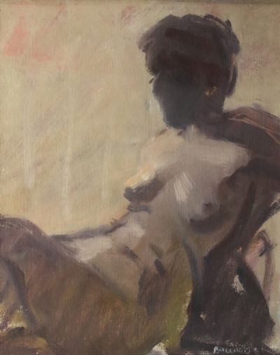 WOMAN IN CHAIR by Brian Ballard sold for €800 at deVeres Auctions