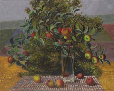 APPLES WITH VASE AND TREE, 2001 by Stephen McKenna sold for €10,000 at deVeres Auctions
