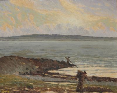 GATHERING KELP by Charles Vincent Lamb sold for €3,600 at deVeres Auctions