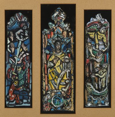 TRIPTYCH STUDY FOR A STAINED GLASS WINDOW by Evie Hone sold for €1,800 at deVeres Auctions