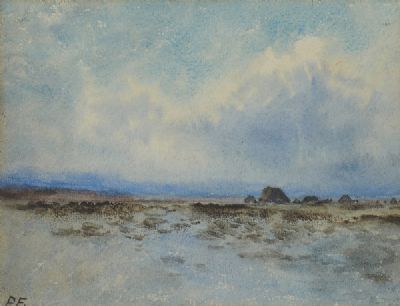 BOGLAND LANDSCAPE, WEST OF IRELAND by William Percy French sold for €1,800 at deVeres Auctions