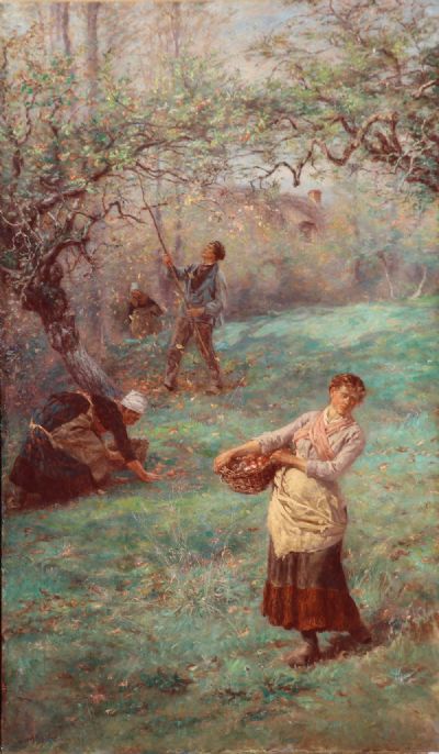 GATHERING APPLES, NORMANDY by William John Hennessy  at deVeres Auctions