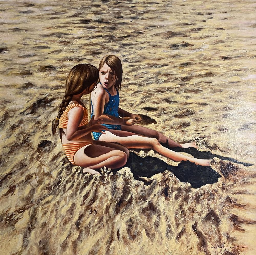 CHILDREN ON A BEACH by RASHER sold for €2,400 at deVeres Auctions