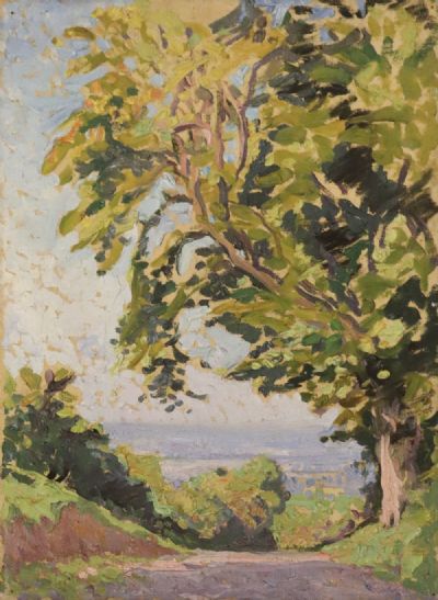 VIEW TOWARDS DUBLIN FROM RATHFARNHAM MOUNTAINS by Rosaleen Brigid Ganly  at deVeres Auctions