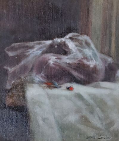SUPERMARKET PLUMS AND TROUT FLIES by James English  at deVeres Auctions