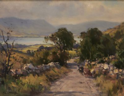 HERDING CATTLE ON THE ROAD by Frank McKelvey  at deVeres Auctions