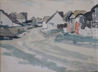 THE COTTAGES by Nano Reid sold for €2,200 at deVeres Auctions