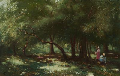 RESTING IN THE WOOD by George Russell sold for €10,500 at deVeres Auctions