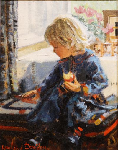 LITTLE GIRL WITH APPLE by Rowland Davidson sold for €420 at deVeres Auctions