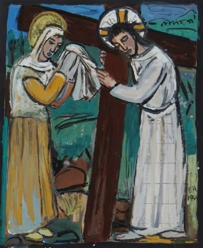 VERONICA WIPES FACE OF CHRIST by Evie Hone  at deVeres Auctions