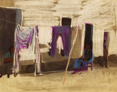 THE WASHING LINE by George Campbell sold for €670 at deVeres Auctions