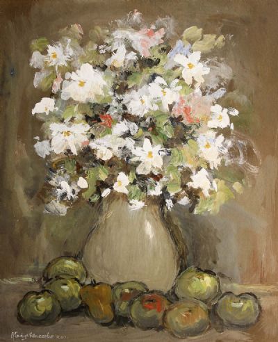 STILL LIFE - FLOWERS AND FRUIT by Gladys Maccabe  at deVeres Auctions