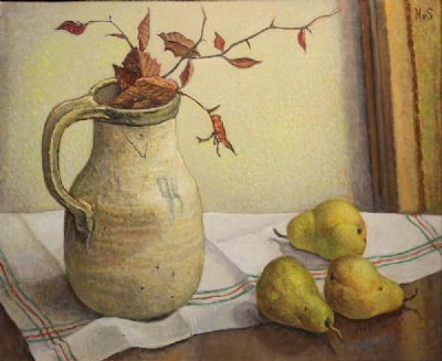 JUG WITH THREE PEARS by Hilda Van Stockum sold for €900 at deVeres Auctions