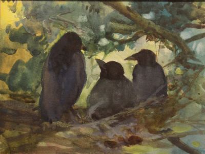 BLACKBIRDS NESTING by Mildred Anne Butler  at deVeres Auctions