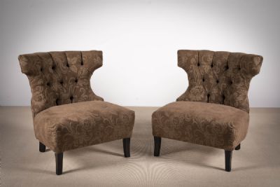 A PAIR OF BROWN UPHOLSTERED at deVeres Auctions