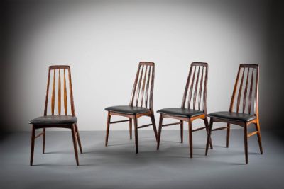 A SET OF FOUR ROSEWOOD EVA CHAIRS by NIELS KOEFOED sold for €450 at deVeres Auctions