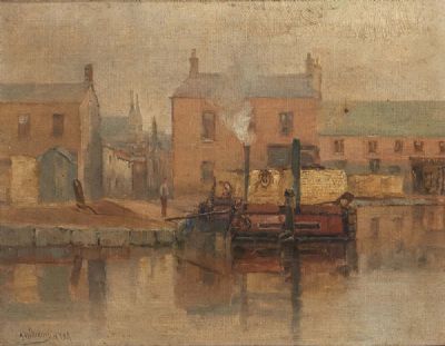 FIRST LOCK, GRAND CANAL - HAZY AFTERNOON by Alexander Williams sold for €750 at deVeres Auctions