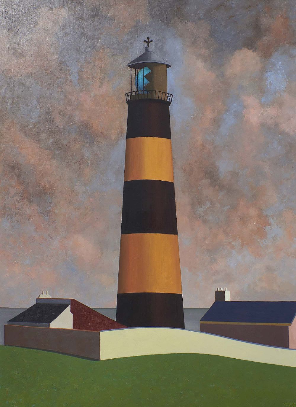 Lot 18 - BLACK AND YELLOW LIGHTHOUSE by Stephen McKenna